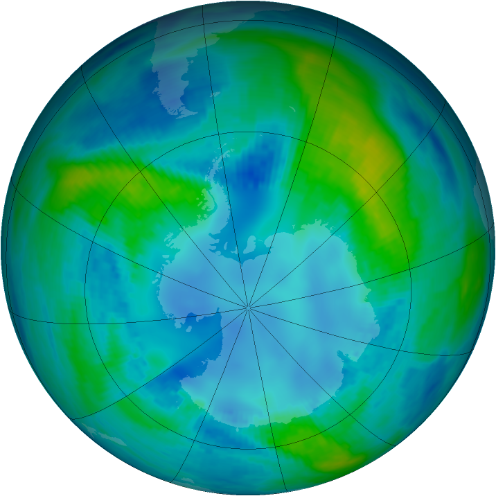 Antarctic ozone map for 28 April 1988